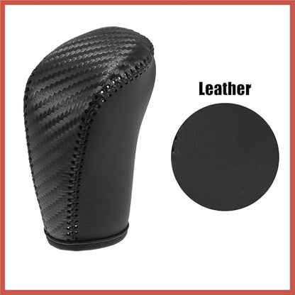 ACROPIX Car Faux Leather Carbon Fiber Black Gear Shift Knob Cover for Nissan Altima 2019-2021 Sentra 2020-2021 Kicks 2018-2021 Versa 2020-2021 Black Line Car Parts