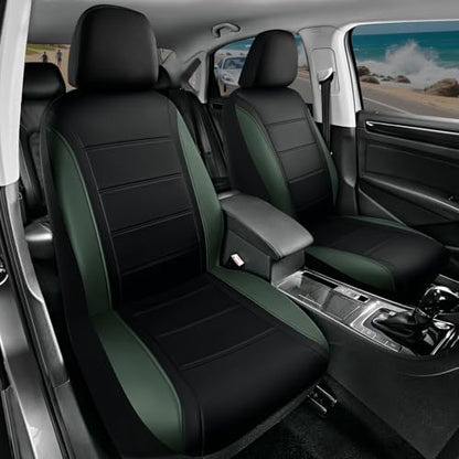 Road Comforts Leather Seat Covers, Breathable Car Seat Covers Front Seat for Men,Airbag Compatible, Automotive Seat Covers Set Universal Fit Most Cars,Vans,Truck,SUV - color: Green Front