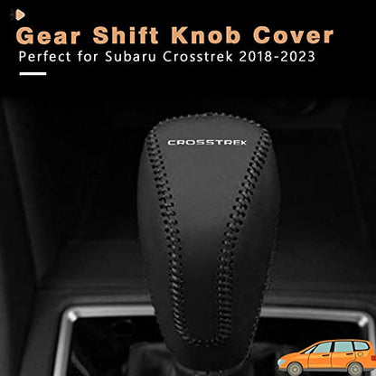 1pc Auto Car Gear Shift Handle Knob Cover Shift Lever PU Leather Protective Interior Accessories for Subaru Crosstrek 2018-2025(Black Stitches) - color: Black Stitches