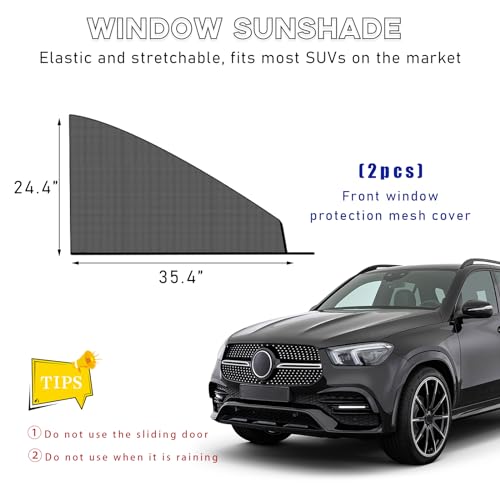 Ohleats 2 PCS Car Window Shades, Auto Front Rear Side Window Sun Shades for Block Heat & UV Protection, Breathable Mesh Baby Window Screen Covers, Universal Car Accessories (SUV Front) - size: SUV Front