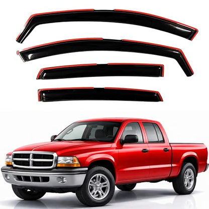 KPY Rain Guards Fit for 2000-2004 Dodge Dakota Quad Cab, in-Channel Window Visors Vent Wind Deflectors 4PC, Truck Accessories for 00-04 Dakota (Crew Cab Only) - size: 2000-2004 Dakota Quad Cab (In-Channel)
