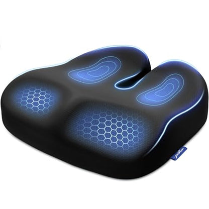 ZIKEE Ergonomic Seat Cushion with Thigh Slope for Long Sitting, Memory Foam Office Chair Cushion for Car, Home, Plane, U-Shaped Design Relieves Hip, Tailbone Pain, Non-Slip Sciatica Pain Relief Pillow