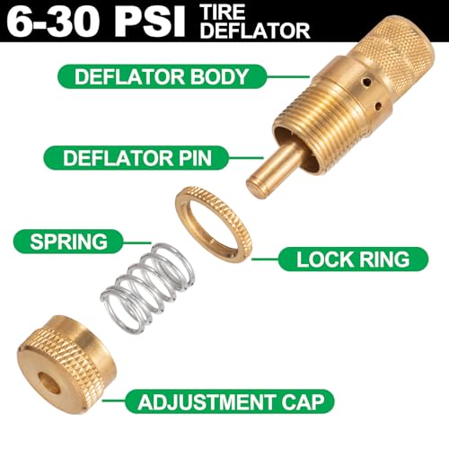 Spurtar Tire Deflator, 6-30 PSI Air Down Tire Deflators Offroad Accessories for Jeep, Car, Truck, Motorcycle, and ATV (4 Pack with Storage Bag)
