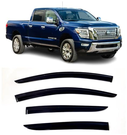 4Pcs Window Visors Vent Deflectors for Nissan Titan Crew Cab 2017-2023 Rain Guards Shade - size: Titan Crew Cab 2017-2023