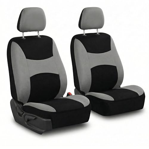 FH Group Universal Car Seat Covers Front Set for SUV Truck Sedan Vans | Waterproof All-Purpose Cloth Seat Cover Set Airbag Compatible Washable Split Bench Protector Interior Upgrade - Gray - color: Gray, size: Front Set