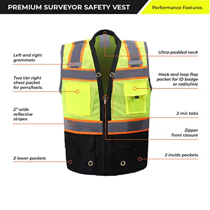 Shine Bright Safety Vest - High Visibility with Reflective Straps and Pockets – Premium, Soft, Durable, and Breathable - color: Black, size: XX-Large
