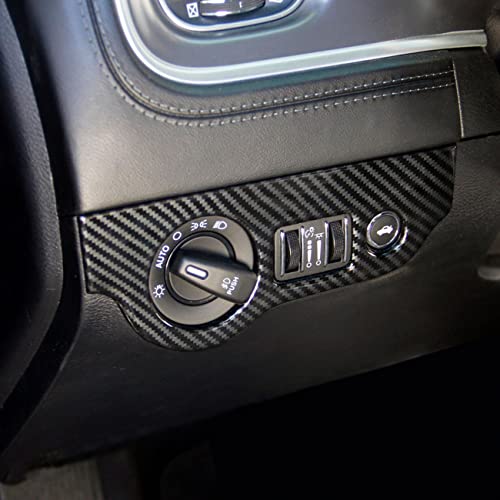 crosselec Carbon Fiber Central Control AC Gear Shift Cup Holder Headlight Switch Button Panel Cover Trim 5pcs for Dodge Charger 2015-2022 - color: black 5pcs