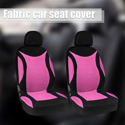 Car Front Seat Cover Set, Waterproof Vehicle Frontseat Protector with Removable Headrest, Washable Automotive Interior Seat Accessories, Universal Fit (Black/Pink) - color: black/pink