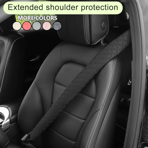 2PCS Extra Long Car Seatbelt Cover, 29.53 inches Soft Leather Vehicle Safety Seat Belt Strap Cushion, Comfortable Auto Shoulder Neck Chest Protection Pads Accessories, Extremely Long (Black) - color: Black/29 inches