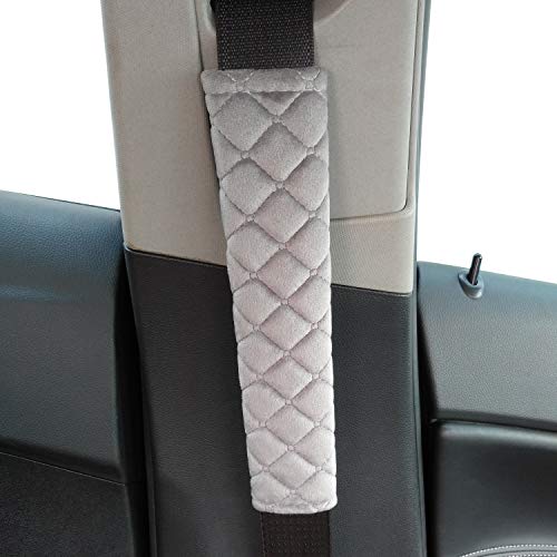 4 Pack Universal Car Seat Belt Pads, Adult Seat Belt Shoulder Strap Covers Harness Pad for Car/Bag,Soft Comfort Helps Protect You Neck Shoulder from The Seat Belt Rubbing（Gray） - color: gray