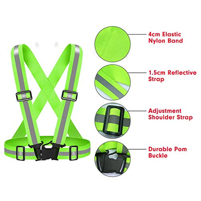 High Visibility Reflective Vest Safety Vest Running Reflective Gear Adjustable Reflective Vest for Walking,Jogging,Hiking,Night Cycling - color: Fluorescent Green