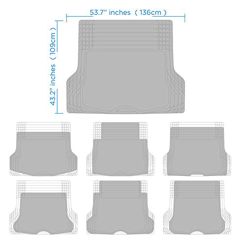 BDK Cat® CAMT-1003 (3-Piece) Deep Dish Rubber Car Floor Mats with Trunk Cargo Liner, Heavy Duty All Weather Trim to Fit Front & Rear Combo Set for Car Sedan SUV Van - color: Gray