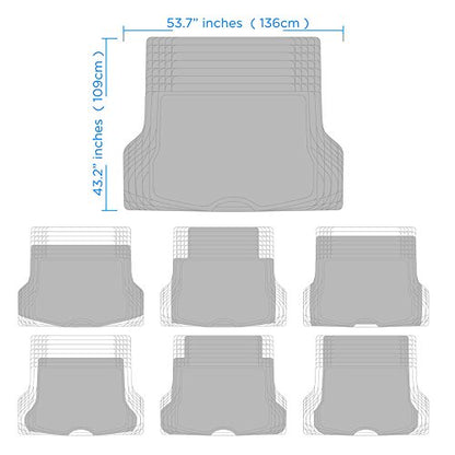 BDK Cat® CAMT-1003 (3-Piece) Deep Dish Rubber Car Floor Mats with Trunk Cargo Liner, Heavy Duty All Weather Trim to Fit Front & Rear Combo Set for Car Sedan SUV Van - color: Gray