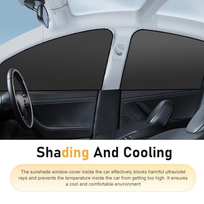 4 PCS Car Side Window Sun Shade, Adjustable Anti-Glare Car Window Shades, Heat Insulation Blackout Curtains, Universal Automotive Interior Accessories (Black) - color: Black