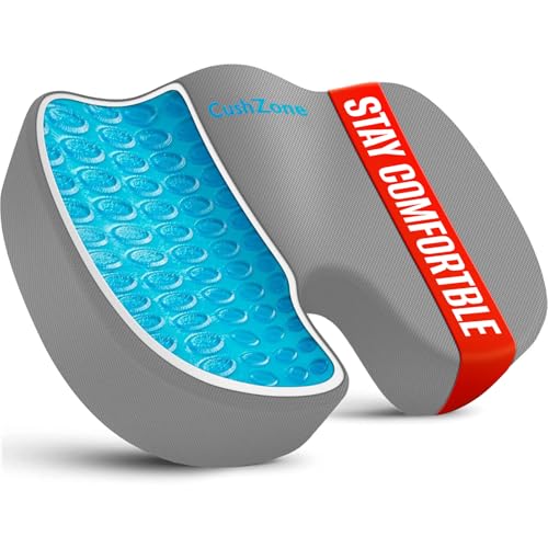 Office Chair Seat Cushion, Cooling Gel Enhanced Memory Foam Cushion for Long Sitting - Back, Sciatica, Coccyx, Tailbone Pain Relief Pillow - for Office, Gaming, Car, Wheelchair - Light Grey, Large - color: Light Grey, size: Large