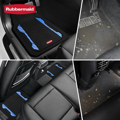 Rubbermaid Car Floor Mat, Heavy Duty All-Weather Car Mats Full Set with Dual-Tone Blue Aluminum Inserts – Universal Fit, Anti-Slip Backing, Trim-to-Fit for Most SUV, Sedan, Van - color: Blue