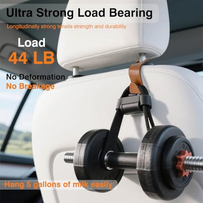 Car Seat Hooks & Purse Holder - 4 Pack Boxed,55 lb Heavy Duty,Eco PP Car Hooks for Purse/Bag/Baby Gear/Gym Bag/Groceries/Cup/,Fits 0.32-0.55”Car Headrest Rods (Brown-2) - color: Brown-2
