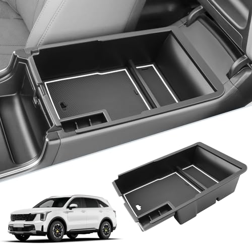 SKTU for 2024 2025 2026 Kia Sorento Center Console Organizer for 2024 2025 2026 Kia Sorento Accessories Console Tray 2024 2025 2026 Sorento Armrest Storage Box with Coin Holder Durable (White) - color: for 2024-2026 Sorento