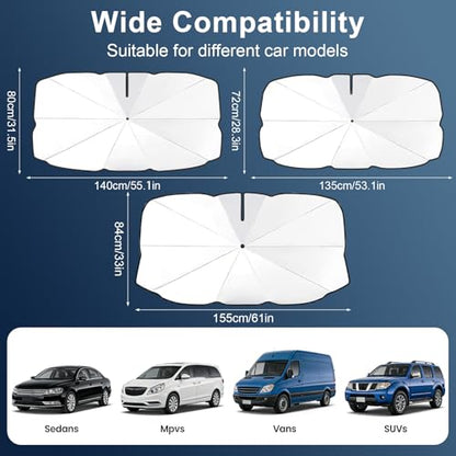 Upgrade Windshield Sun Shade Umbrella, Foldable Car Sun Shade Windshield, Block Sunlight and Heat, Keeping Interior Cool, Protecting Upholstery (Large) - size: Large