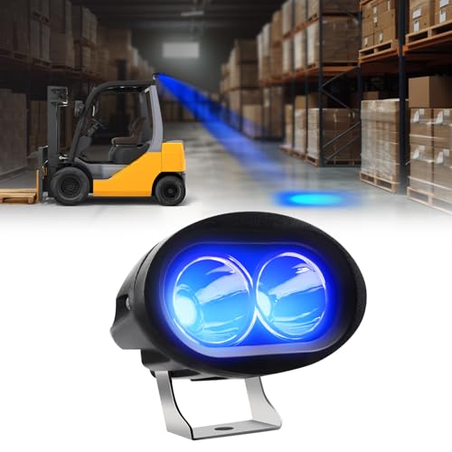 Forklift Safety Light - Blue LED 20W, 50,000-Hour Lifespan,IP68 Waterproof,DC 12-80V,Aluminum Housing - Industrial Forklift Warning Light for Warehouse & Construction Safety,Pedestrian Warning - style: Non-Magnetic