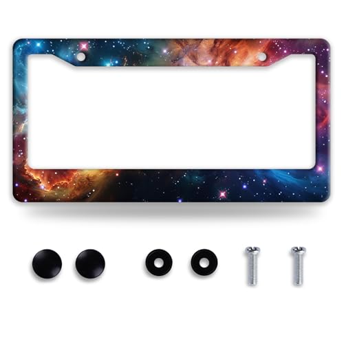 Galaxy License Plate Frame Funny License Plate Frames for Car Decorative Parts Stainless Stee License Plate for Standard Us Canada License Plate Holder 12x6 Inch - color: Galaxy
