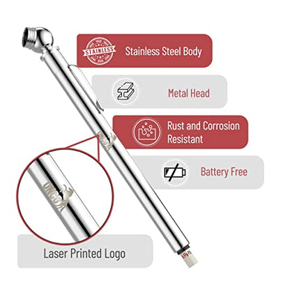 UNCO Pencil Tire Gauge, 2 Pack, 10-75 PSI, Car Tire Air Gauge - color: Silver, size: 2 Pack