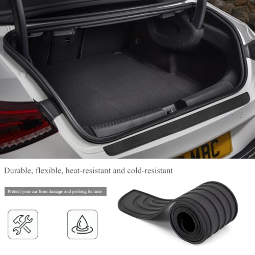 Car Rear Bumper Protector Guard, Anti-Scratch Auto Trunk Door Entry Protection Strip, Non-Slip Rubber Bumper Protective Cover Guard for Most Cars Trucks SUVs (Black, 35") - color: Black, 35"