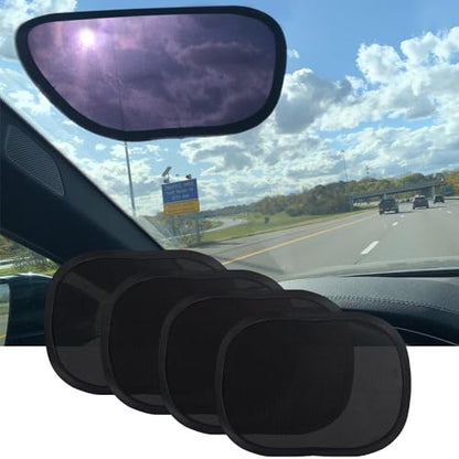 Miniature Static Cling Car Window Shades, Removable Tint for Car Windshield Covers Blocks Sun Glare Patch Sun Screen Car Sun Shade for Side Window Baby, Driver Window Sunshade, Glare Visor 4 Pack - size: 4 Pack
