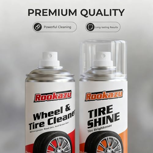 Wheel & Tire Cleaning Kit - 2 Pack (14 oz Bottles) | All-in-One Cleaner for Brake Dust & Grime | Restores Tire Shine | Includes Wheel Cleaner, Tire Shine, Brush & Towel