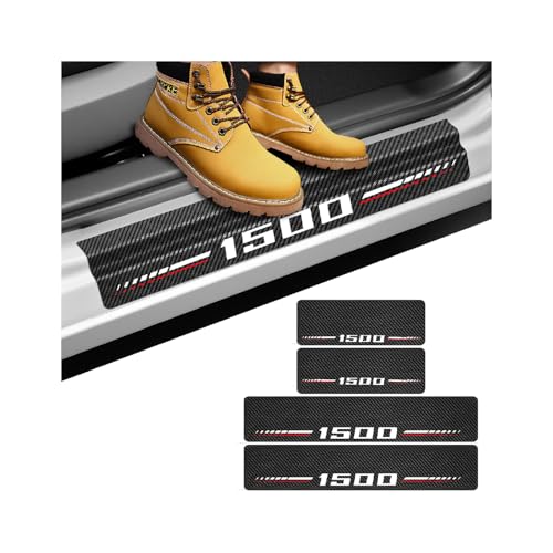 Car Door Sill Protectors Compatible with Dodge RAM 1500 Accessories- 4Pcs Door Entry Guard Scuff Sill Protector Plate- Carbon Fiber Anti-Scratch Sticker- Upgraded Full Coverage - size: 1500