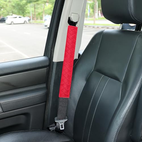 Amooca Soft Automotive Seat Belt Cover Seatbelt Shoulder Pad Neck Protector Cushions Universal Fit SUV Trucks Backpack Red Extra Long 15.7in - color: Red, size: 15.7in-1pc