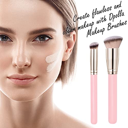 Makeup Brushes Dpolla Pro Foundation Brush and Flawless Concealer Brush Perfect for Any Look Premium Luxe Hair Contour Brush Perfect for Blending Liquid,Buffing,Cream,Sculpting,Mineral Makeup(Pink) - color: Matt Pink