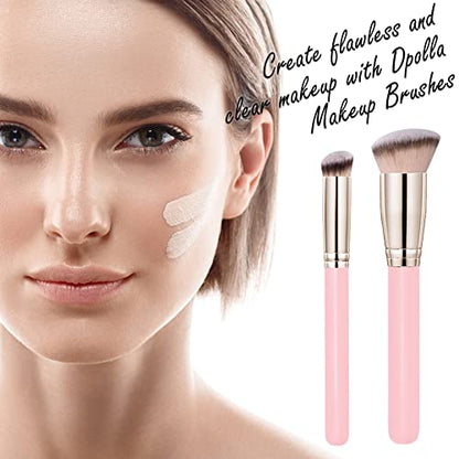 Makeup Brushes Dpolla Pro Foundation Brush and Flawless Concealer Brush Perfect for Any Look Premium Luxe Hair Contour Brush Perfect for Blending Liquid,Buffing,Cream,Sculpting,Mineral Makeup(Pink) - color: Matt Pink
