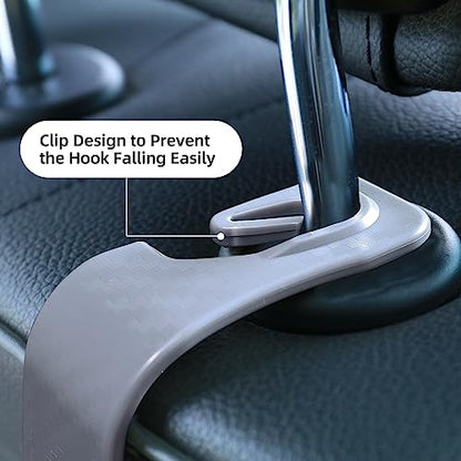 Car Seat Headrest Hooks Vehicle Storage Organizer for Purses Handbags Groceries Coats – Holds 55 lbs 360° Rotating Checkered Pattern Design 4 Pack (Gray Checkered) - color: Gray Checkered