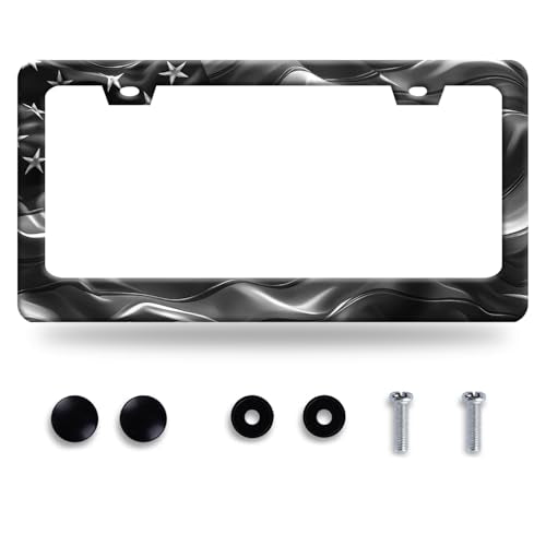 Personalise American License Plate Frame Patriotic American Flag License Plate Frames Black Funny Auto Accessory Stainless Steel USA Flag License Plate Decoration for Men Women 12.3 x 6.3 Inch - color: Personalise American Design