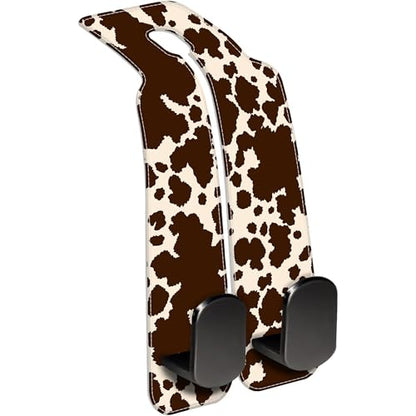 1 Pack Car Seat Headrest Hooks for Purses and Bags Camouflage Brown Cow Skin Bag Purse Holder for Car with Double Metal Hooks Car Purse Hanger Hanging Accessories - color: Camouflage Brown Cow Skin