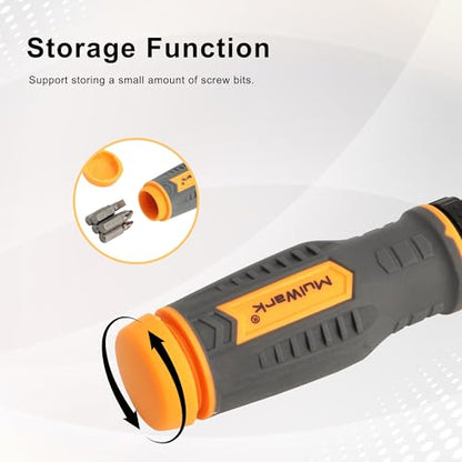 MULWARK Screwdriver Bit Set & Socket Kit, 77-Pieces Ratcheting Screwdriver Set with Case, 77 in 1 Multi Bit Screw Driver for Home DIY, Electronics, Car Emergency and Garage - style: 77PC Combo Set with Precision Tips