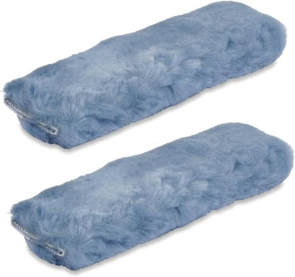 Andalus Genuine Sheepskin Car Seat Belt Cover Pad – Soft Fuzzy, Comfy Fluffy Seatbelt Covers, Shoulder Pad Neck Cushion Protector, Car Accessories for Woman, Man, Girl (Blue Gray, 2-Pack) - color: Blue Gray