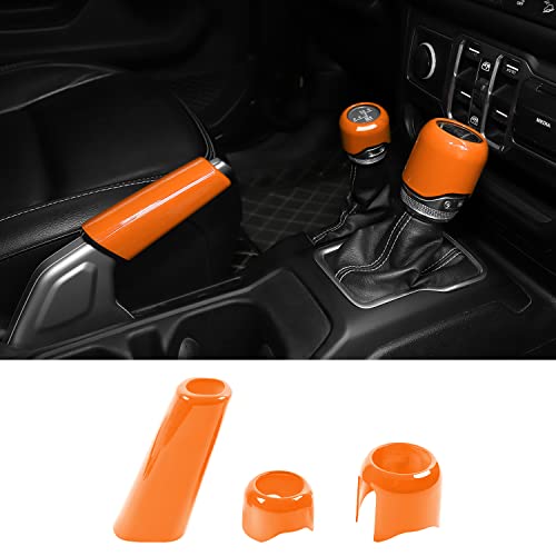 RT-TCZ Gear Shift Knob Cover Trim Handbrake Cover Drive Mode Shift Knob Cover Decorative Interior Accessories for Jeep Wrangler JL JLU & Gladiator JT 2018-2022,Orange - color: Orange
