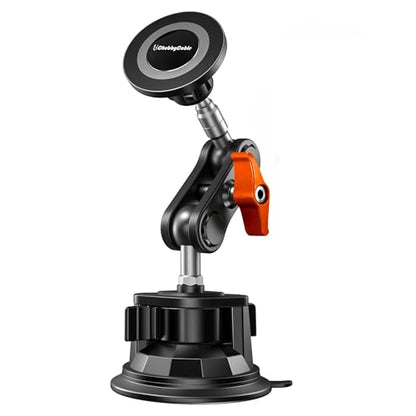 chubbycable ChubbyGrip Magnetic Car Phone Holder 360° Adjustable Car Phone Mount for Windshield, Ultra-Durable Metal Suction Cup Phone Mount for iPhone Samsung All Smartphone, Magnetic - color: ChubbyGrip Pro (Magnetic)-Orange