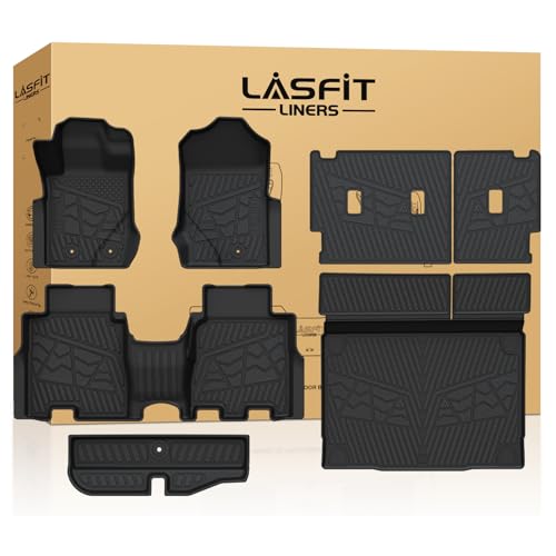 LASFIT Floor Mats & Cargo Liner Set for Ford Bronco 4-Door 2021-2026, Full Covrage Floor Liners + Cargo Mat + Backrest Mats + Underfloor Storage Mat, Heavy Duty All Weather TPE Interior Protection - style: 4) Bronco 4-door| 21-25 | Combo Set Carpet Floor