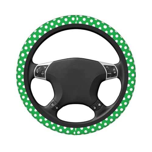 Green and White Polka Dot Print Anti-Slip Steering Wheel Cover, Universal Fit Protector for Cars, Trucks, Suvs – Car Accessories