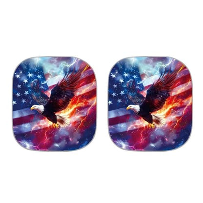 Eagle Flag 2 PCS Car Windshield Sun Shade Foldable Automotive Front Window Sunshade Protector Window Shades Cover Sun Visor Shield for Most Sedan Truck SUV - color: Eagle Flag
