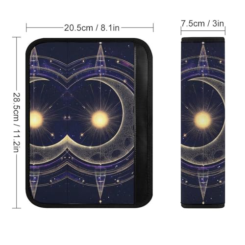 Fashion 2PCS Car Belt Covers, Sacred Geometric Symbol Purple Space Galaxy Stars Mystic Sun Moon Protect Your Shoulders Car Safety Seat Belt Strap - color: Color352