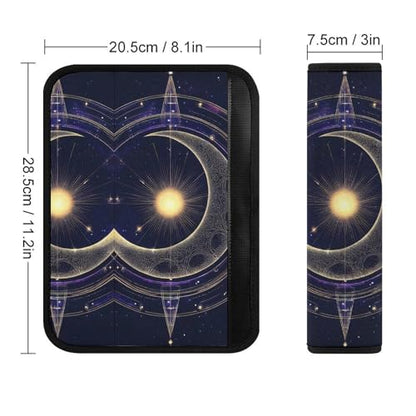 Fashion 2PCS Car Belt Covers, Sacred Geometric Symbol Purple Space Galaxy Stars Mystic Sun Moon Protect Your Shoulders Car Safety Seat Belt Strap - color: Color352