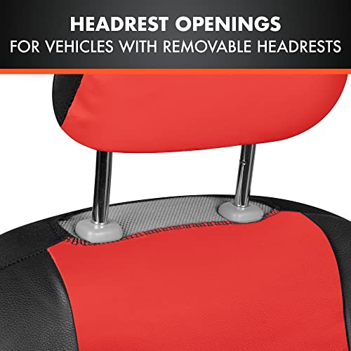 BDK Croc Skin Faux Leather Car Seat Covers, Full Set Red – Universal Fit Design, Airbag Compatible, Front and Back Seat Cover for Cars Trucks Vans and SUVs - color: Red