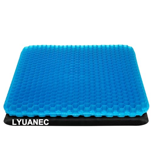 Gel Seat Cushion for Long Sitting - 18.5" x 17" x 1.4" (Large＆Soft) Gel Cushion for People Over 100 lbs, Pressure Relief Cushions for Office Chair, Egg Cushions for Wheelchair, Seat Pad for Car - color: Standard Size Blue Gel