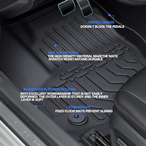 All Weather Rubber Floor Mats Compatible with 2013-2019 Ford Escape & 2013-2018 C-Max, 3Pcs Car Automotive Floor Mats & Cargo Liners Black (2013-2019 Escape & C-Max) - color: 2013-2019 Escape & C-Max