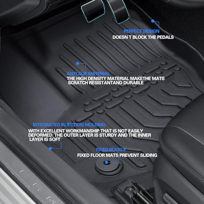 All Weather Rubber Floor Mats Compatible with 2013-2019 Ford Escape & 2013-2018 C-Max, 3Pcs Car Automotive Floor Mats & Cargo Liners Black (2013-2019 Escape & C-Max) - color: 2013-2019 Escape & C-Max