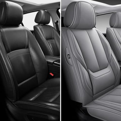 MINGBRON Front Car Seat Covers, Leather Car Seat Covers, Fit for Most Cars SUV and Most Sedan Grey - color: Grey 3, size: 2 Seat Covers (Front Only)